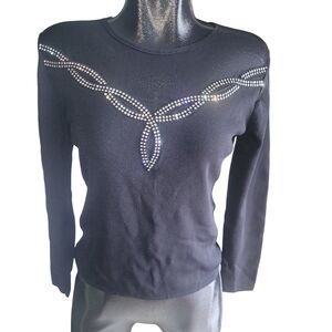 Kay Dee Elite Black Top with Rhinestone Detailed Front M